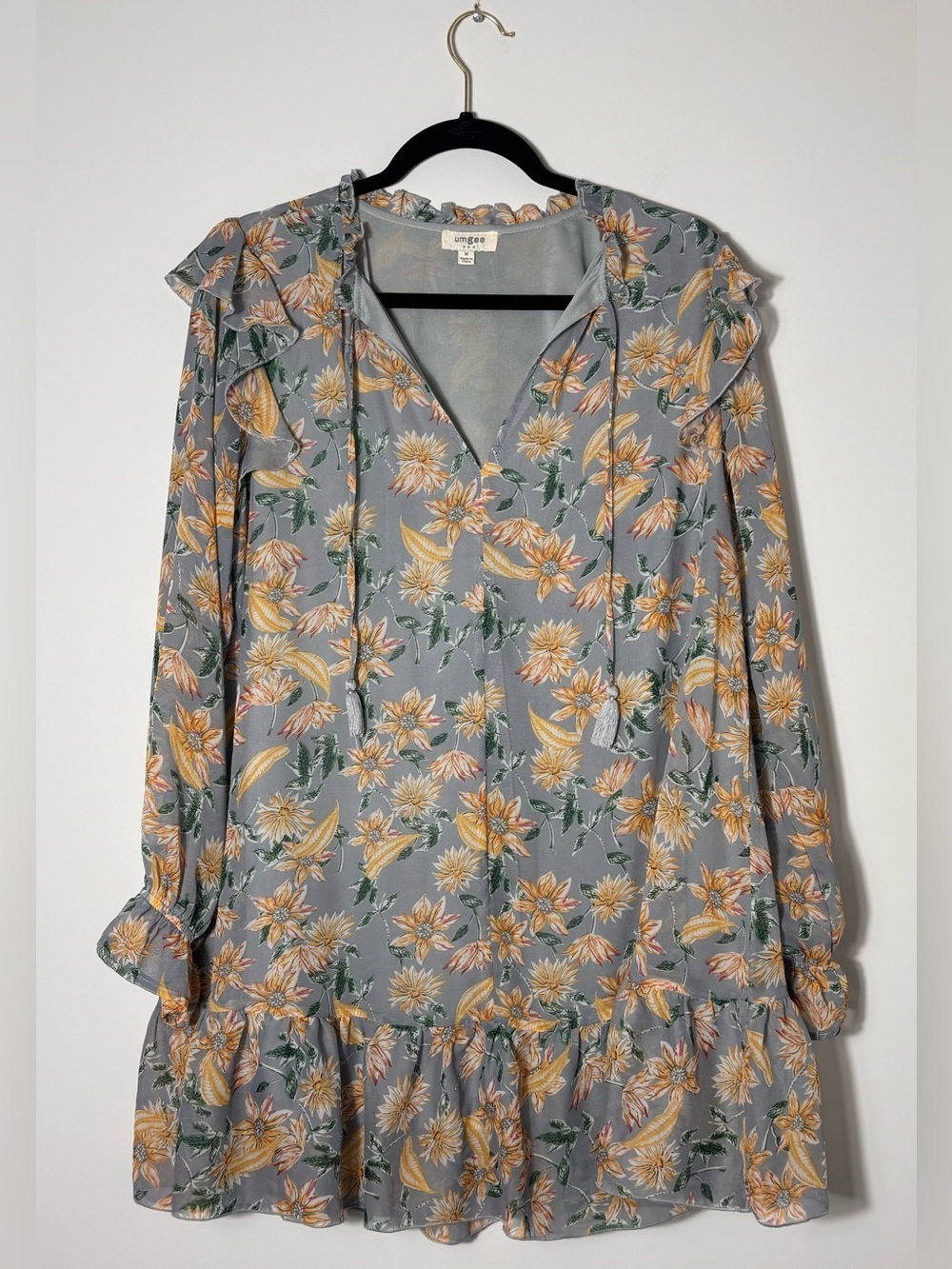 Umgee Floral Chiffon Mini Dress – Size Medium